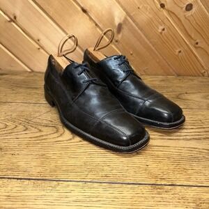 Johnston Murphy Shuler‎ Oxford Sheepskin Black Leather Shoes 207511 | Men's 9.5M